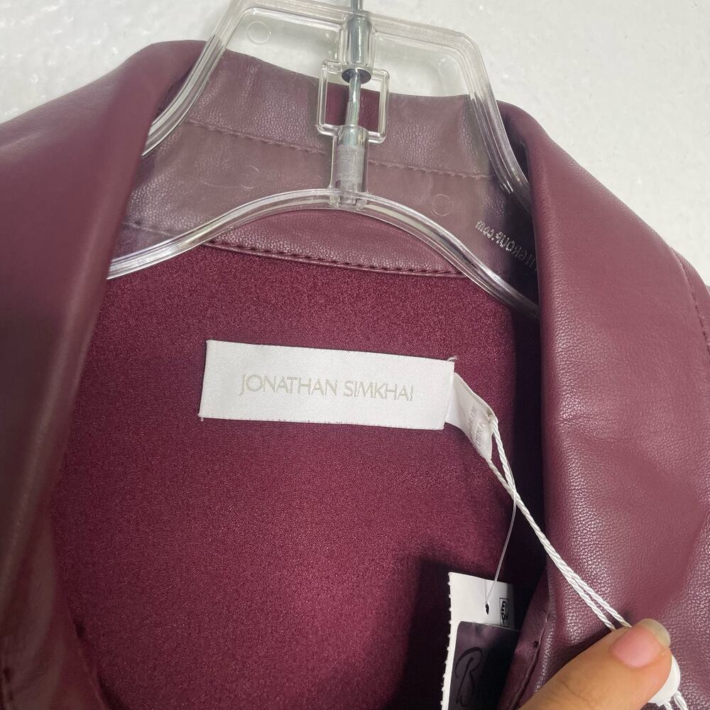 Jonathan Simkhai Burgundy Leather Midi Dress - Picture 5 of 16